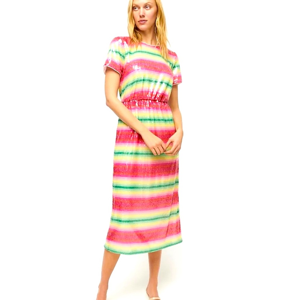 J. Crew Watermelon Stripe Sequin Dress